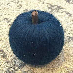 NEW Navy Blue Grey Yarn Wrapped Pumpkin Decor